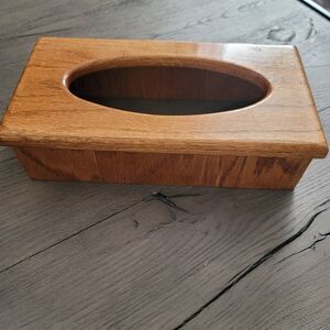 Vintage Oak Tissue Box Cover Dispenser Solid Wood Rectangle Rustic Farmhouse